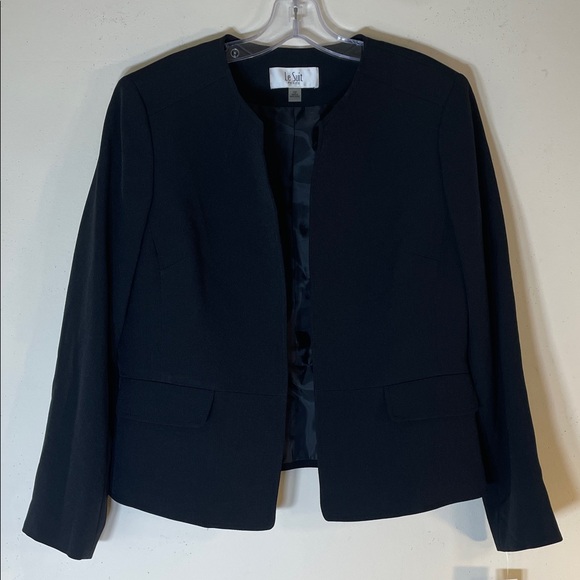 NWT. Le Suit Black Open Front Peplum Hem Jacket. 12P - Picture 1 of 12